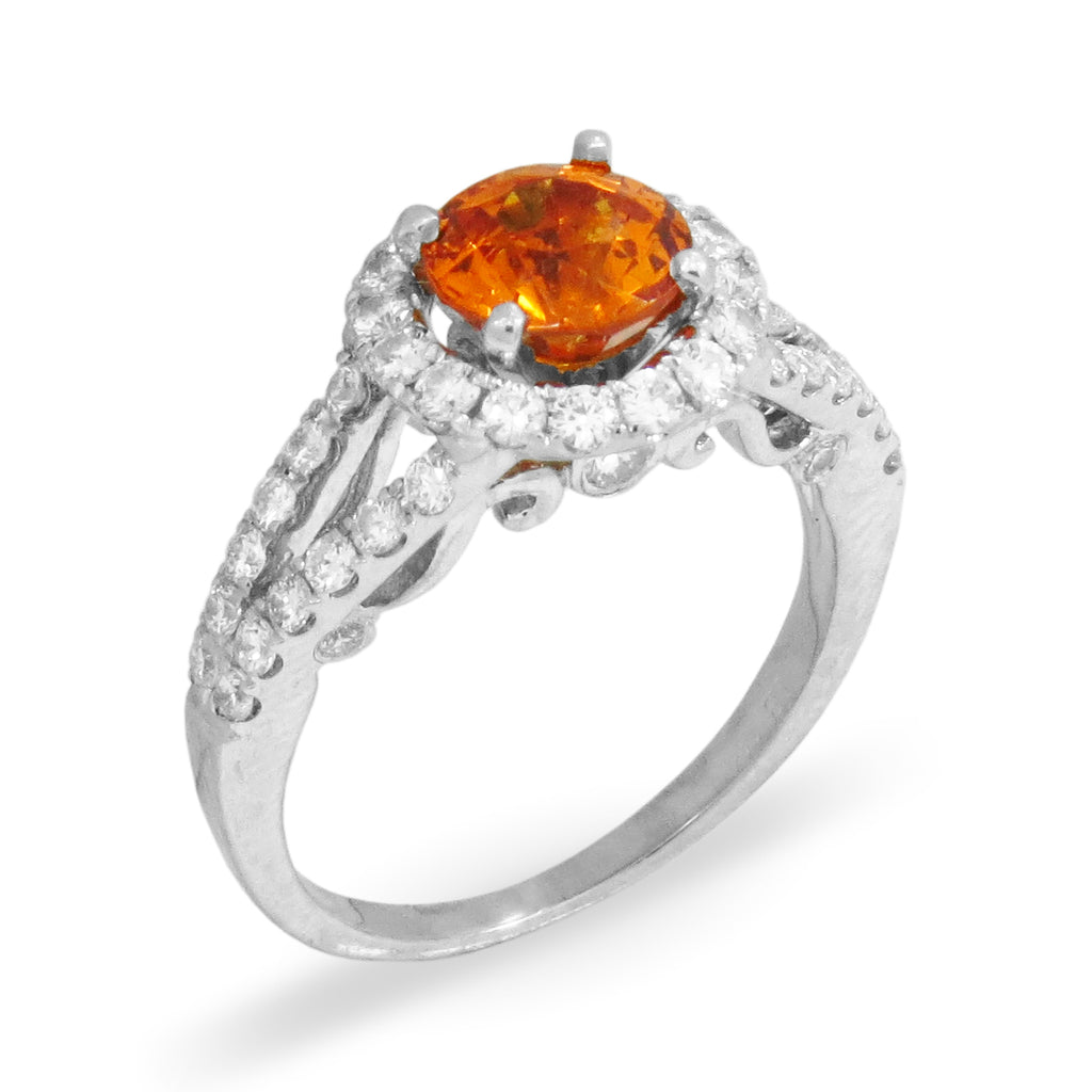 Orange Garnet Diamond Ring - INH