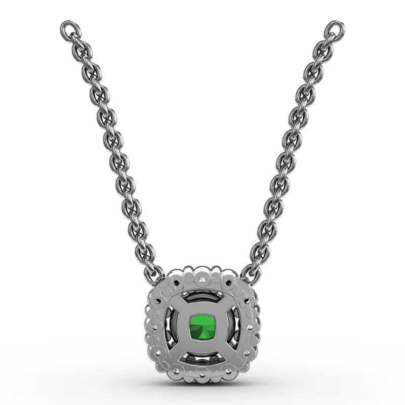 Classic Round Emerald and Diamond Pendant - FANA