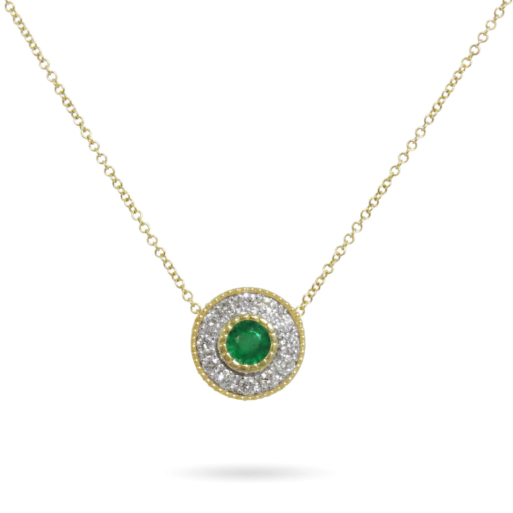Diamond and Emerald Pendant Necklace - 3RD MILLENNIUM DESIGNS LTD