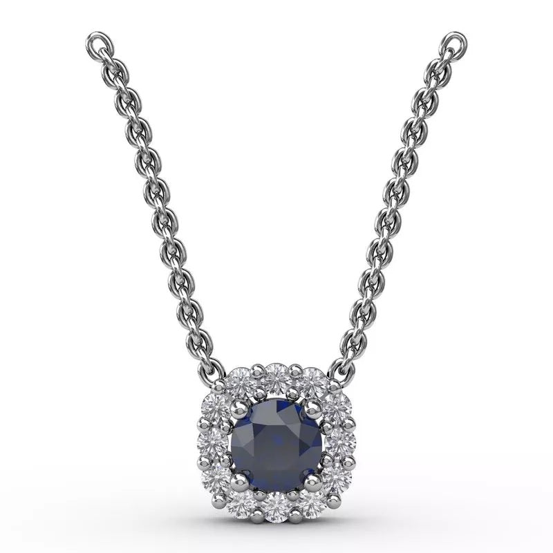 Classic Round Sapphire and Diamond Pendant - FANA