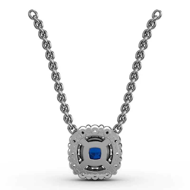 Classic Round Sapphire and Diamond Pendant - FANA