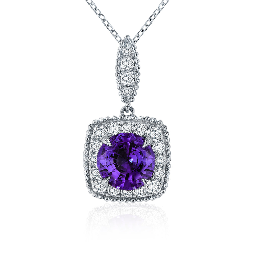 Purple Sapphire and Diamond Pendant - VIP GEM & JEWELRY INC