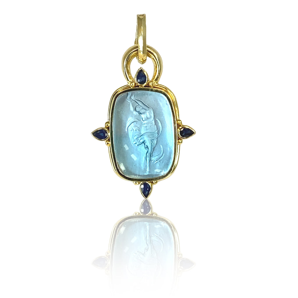 Siren - Venetian Glass Pendant with Sapphires - THE MAZZA COMPANY