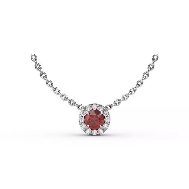 Classic Ruby and Diamond Pendant Necklace - FANA