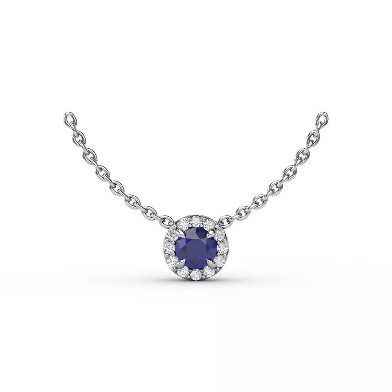 Classic Sapphire and Diamond Pendant Necklace - FANA