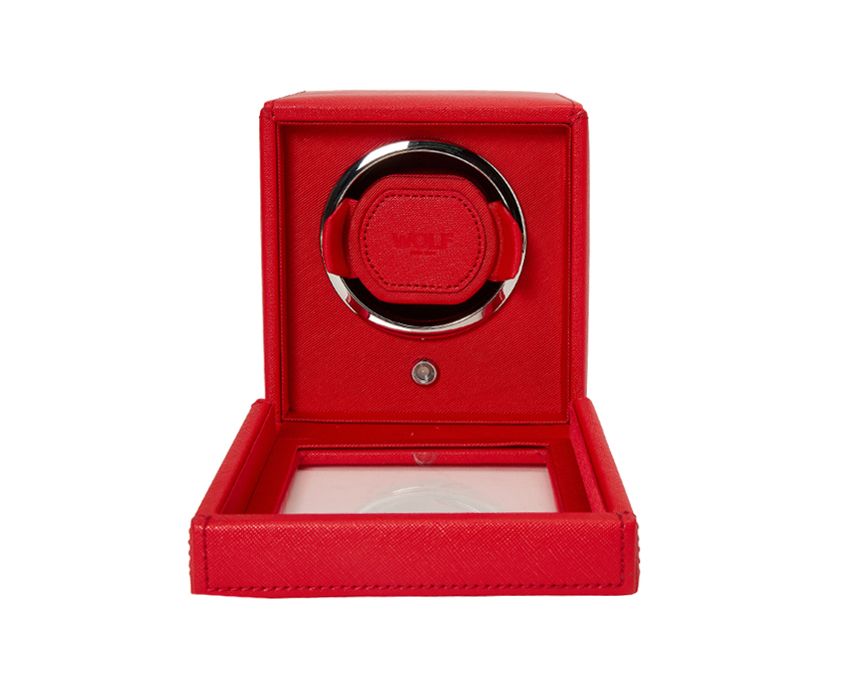 Cub Single Watch Winder with Cover, Red - WOLF DESIGNS INC