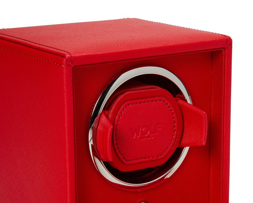 Cub Single Watch Winder with Cover, Red - WOLF DESIGNS INC