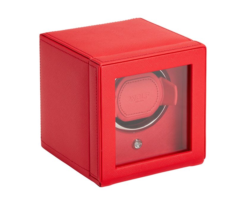 Cub Single Watch Winder with Cover, Red - WOLF DESIGNS INC