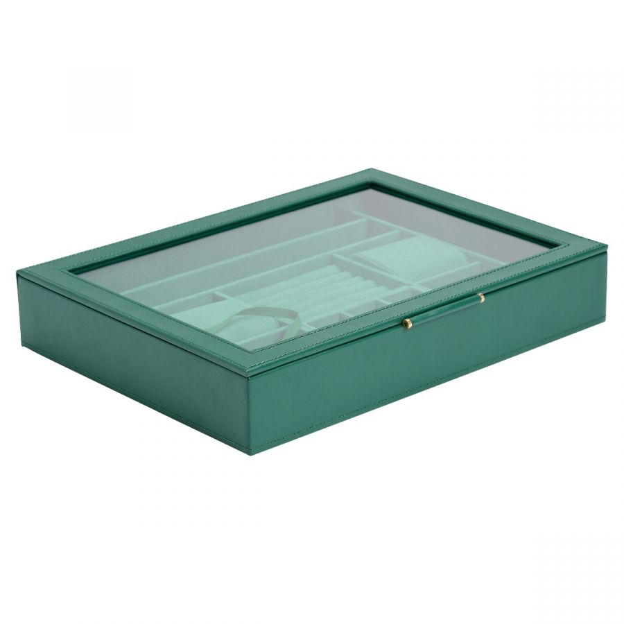 Sophia Jewelry Box with Window, Forest Green - WOLF DESIGNS INC