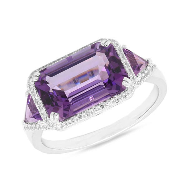 White Gold and Amethyst Ring - ASBA USA INC