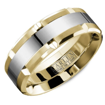 Men's 14K White and Yellow Gold Wedding Band - CROWNRING