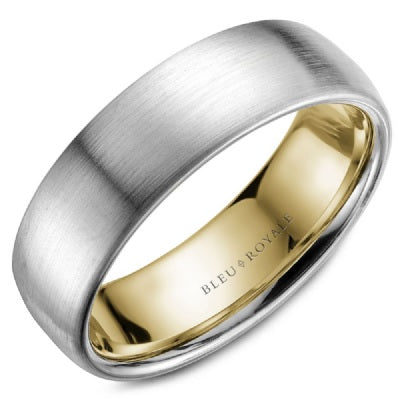 Men's 14K White & Yellow Gold Wedding Band - CROWNRING