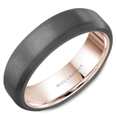 Men's Rose Gold & Grey Tantalum Wedding Band - CROWNRING