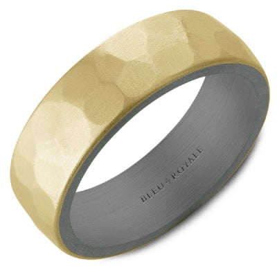 Men's 14K Gold and Grey Tantalum Wedding Band - CROWNRING