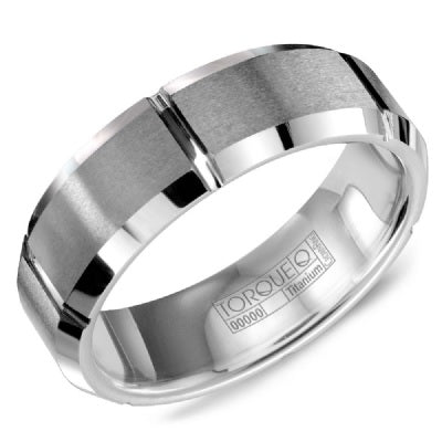 Men's Tungsten Carbide Grey Wedding Band - CROWNRING