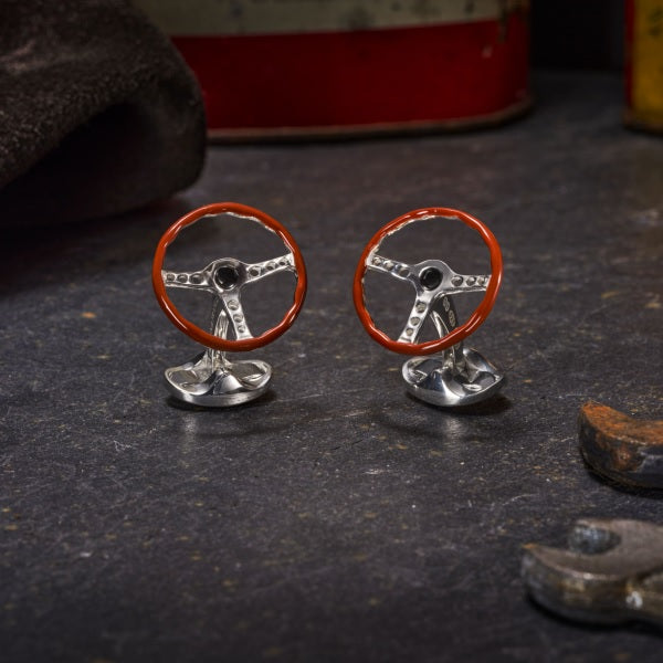 Sterling Silver Vintage Steering Wheel Cufflinks - DEAKIN & FRANCIS D&F