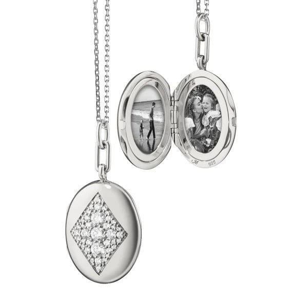 "CHARLOTTE" STERLING SILVER LOCKET NECKLACE - MRK FINE ARTS LLC MRK